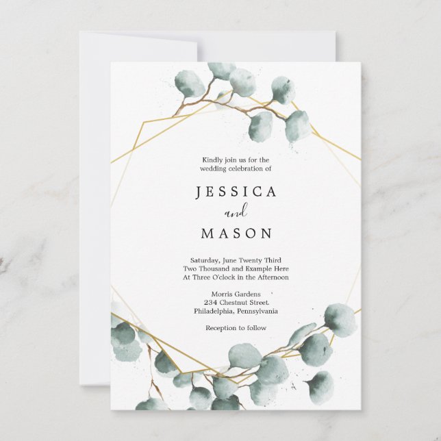 Inbjudan till Eucalyptus Greenery Wedding (Framsida)
