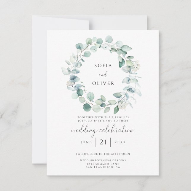 Inbjudan till Eucalyptus Greenery Wedding (Framsida)