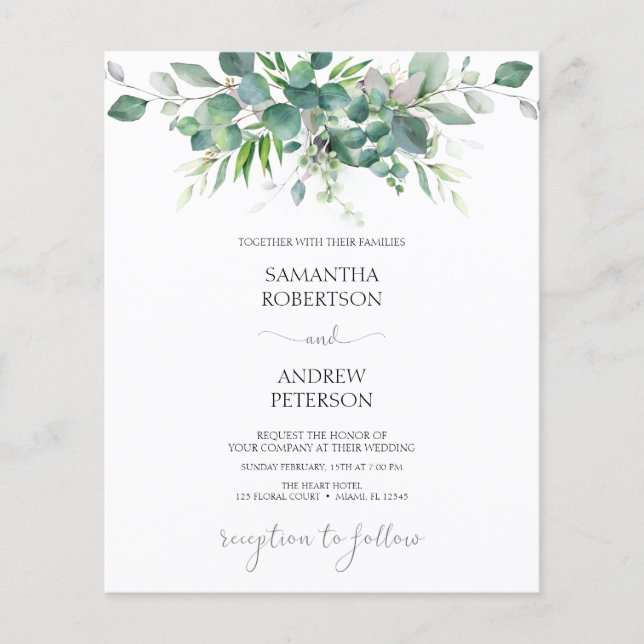 Inbjudan till Eucalyptus Greenery Wedding (Framsida)