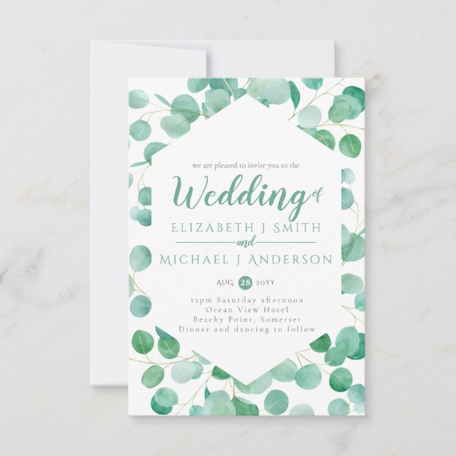 Inbjudan till Eucalyptus Greenery Wedding - kuvert (Framsida)