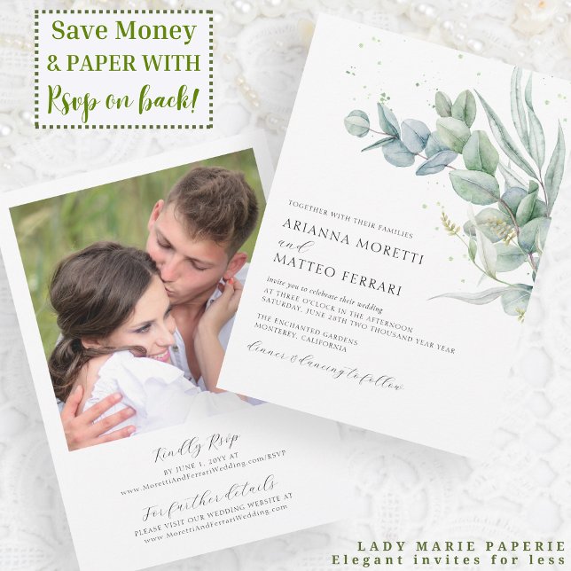 Inbjudan till Eucalyptus Greenery Wedding med OSA (Skapare uppladdad)