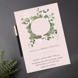 Inbjudan till Eucalyptus Grönt Rosa Silver QR-kod