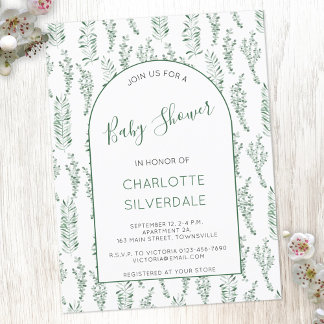 Inbjudan till Eucalyptus Watercolor Baby Shower