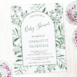 Inbjudan till Eucalyptus Watercolor Baby Shower