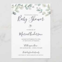 Inbjudan till Eucalyptus Watercolor Baby Shower
