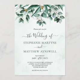 Inbjudan till Eucalyptus Watercolor Foliage Weddin