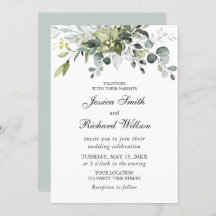 Inbjudan till Eucalyptus Watercolor Wedding