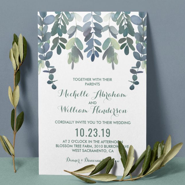 Inbjudan till Eucalyptus Watercolor Wedding | Gree (Skapare uppladdad)