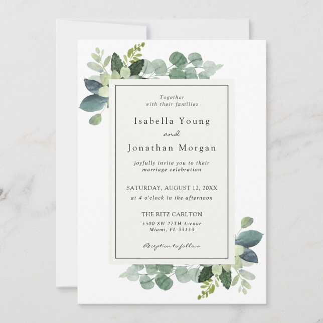 Inbjudan till Eucalyptus Wedding (Framsida)