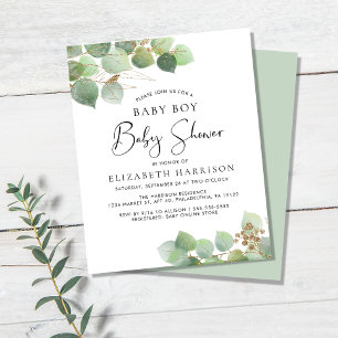 Inbjudan till eukalyptus Boy Baby Shower