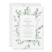 Inbjudan till eukalyptus-bröllop med vattenfärg
