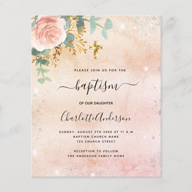 Inbjudan till eukalyptus i ro blommigt guld flygblad (Framsidan)