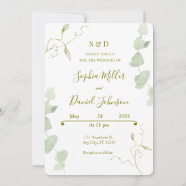 Inbjudan till eukalyptus och blooms-bröllop