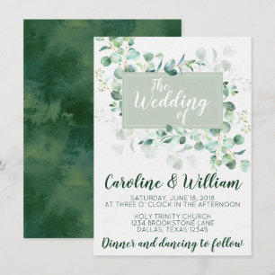 Inbjudan till eukalyptus Wedding Inbjudan