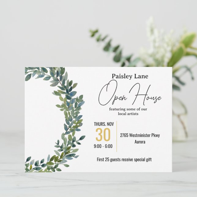 Inbjudan till evenemang för öppet hus eller annat (Stående Fram)