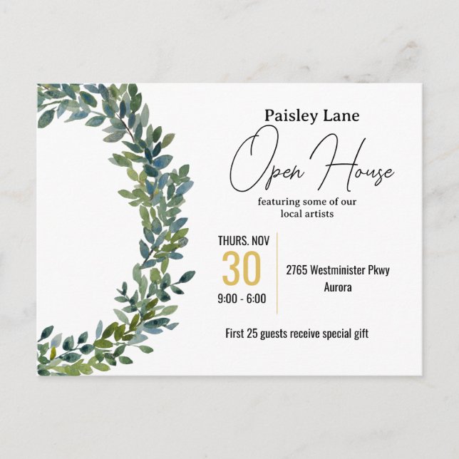 Inbjudan till evenemang för öppet hus eller annat (Framsida)