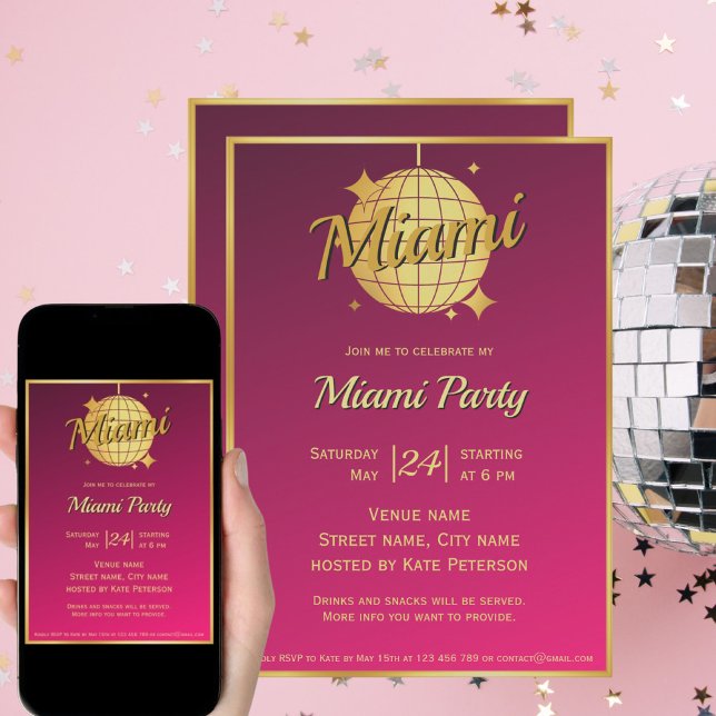 Inbjudan till evenemanget Miami strand disco boll  (Skapare uppladdad)