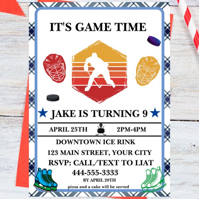 Inbjudan till evenemanget Watercolor Ice Hockey Bi (Skapare uppladdad)