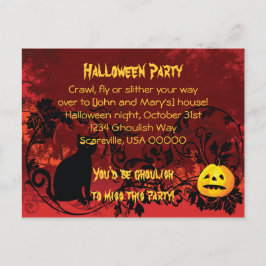 Inbjudan till Evil Scary Black Cat Halloween fest Vykort