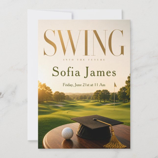 Inbjudan till examensfest med golf-tema (Framsida)
