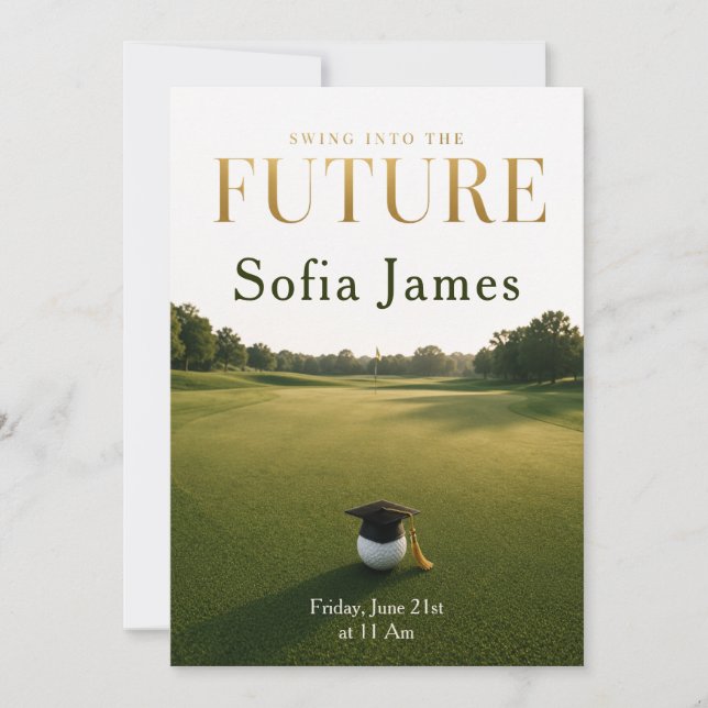 Inbjudan till examensfest med golf-tema (Framsida)