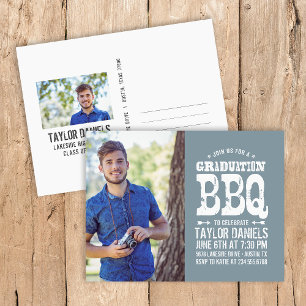 Inbjudan till examensfest med Rustic BBQ Vykort