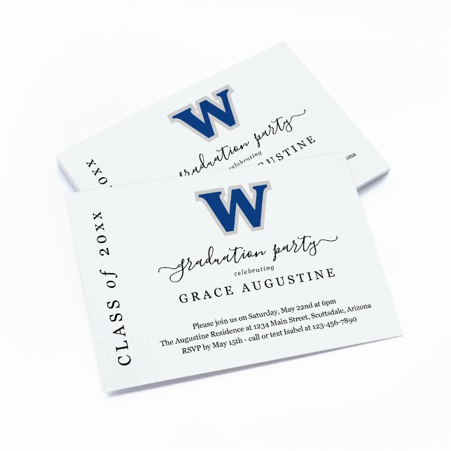 Inbjudan till examensfest med skolans logotyp (Skapare uppladdad)