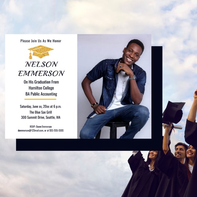 Inbjudan till examensfirande fest för fotografer (Photo Graduate Celebration Party Invitation)