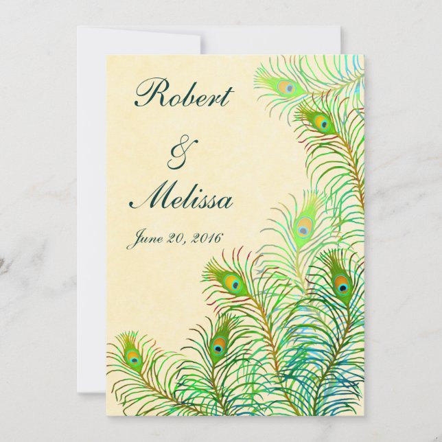 Inbjudan till exotiska indiska peacock-blommor (Framsida)