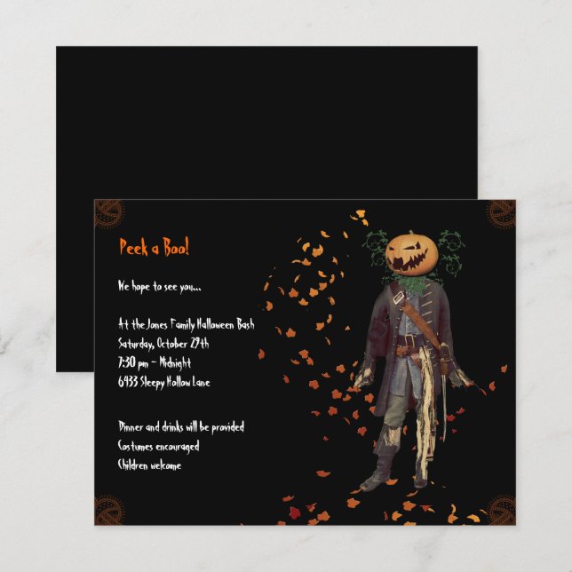 Inbjudan till Fågelskrämma Jack Halloween fest (Fram/baksida)