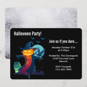 Inbjudan till Fågelskrämma via Halloween fest-spär