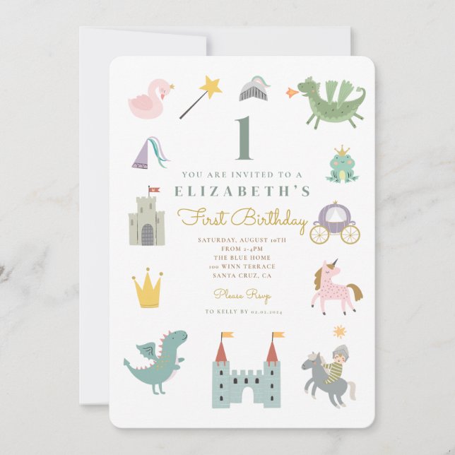 Inbjudan till Fairytale Princess Dragon Birthday (Framsida)