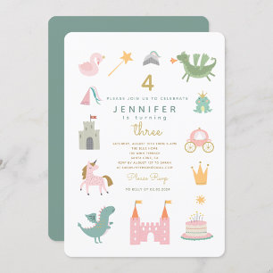 Inbjudan till Fairytale Princess Dragon Birthday