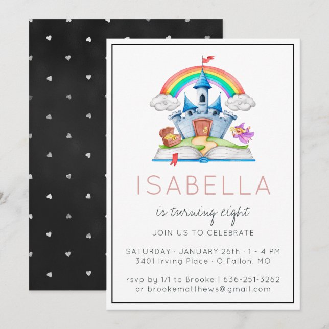 Inbjudan till Fairytale Princess Party (Fram/baksida)