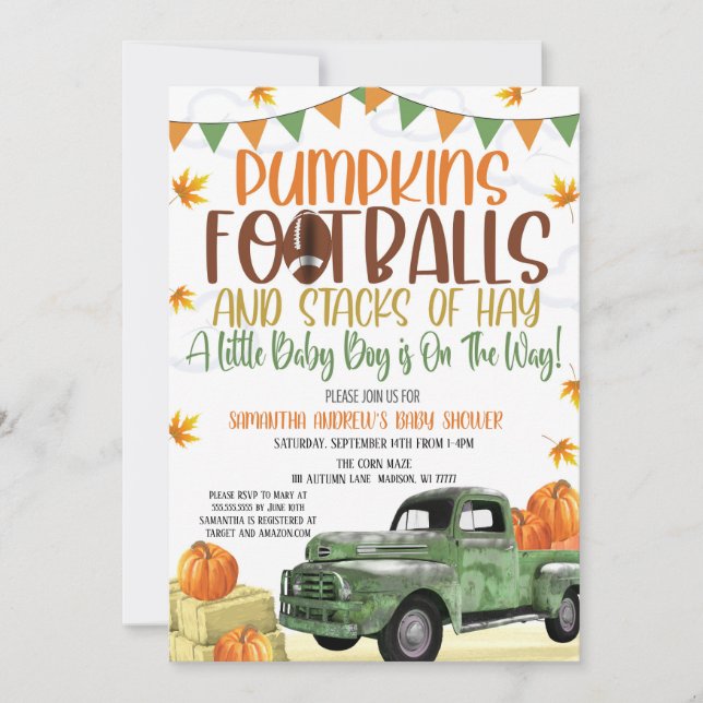 Inbjudan till Fall Baby Shower (Framsida)