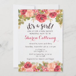 Inbjudan till Fall Blommigt Girl Baby Shower Ro