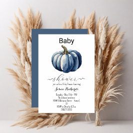 Inbjudan till Fall Blue Pumpkin Boy Baby Shower