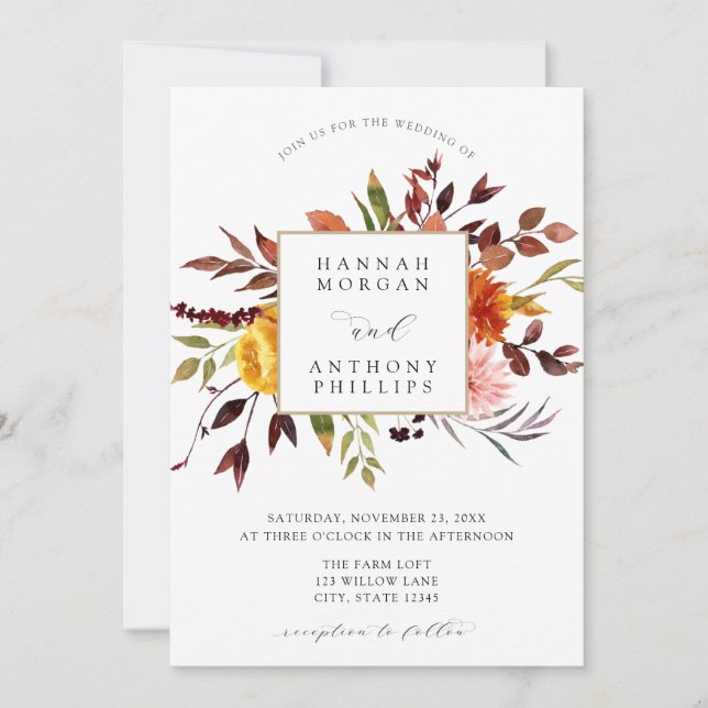 Inbjudan till Fall Foliage Wedding (Framsida)
