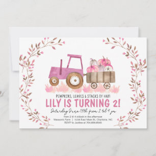 Inbjudan till Fall Girl Tractor Birthday Birthday