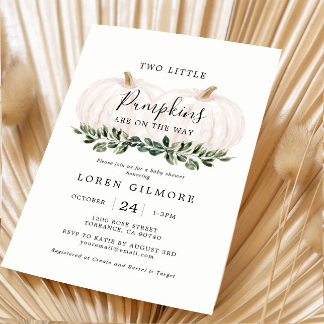 Inbjudan till Fall Grey Pumpkin Twin Baby Shower (Skapare uppladdad)