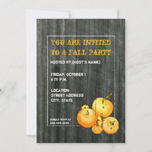 Inbjudan till Fall Party Pumpkin & Barnwood
