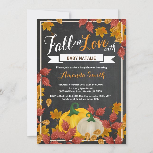 Inbjudan till Fall Pumpkin Baby Shower (Framsida)