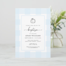 Inbjudan till Fall Pumpkin Blue Gingham Baptism