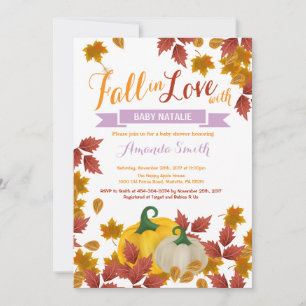 Inbjudan till Fall Pumpkin Lila Girl Baby Shower