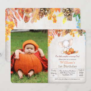 Inbjudan till Fall Pumpkin och Elefants 1-års föde