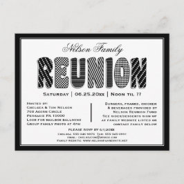 Inbjudan till familj eller klass Reunion B/W Mönst Vykort