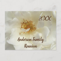 Inbjudan till familjeåterträff med vit ros foto bl