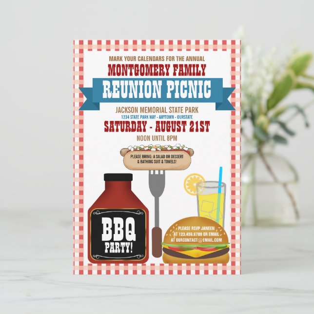 Inbjudan till familjefest picnic (Stående Fram)