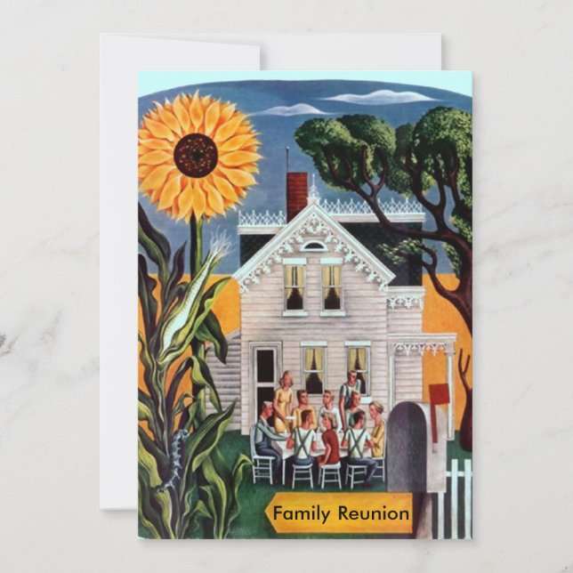 Inbjudan till familjerätten Reunion av solrosblomm (Framsida)