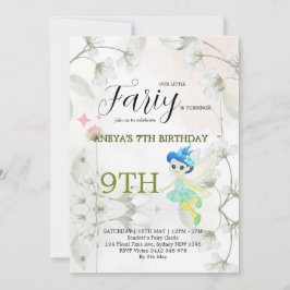 Inbjudan till fantasifull prinsessfés födelsedagsf